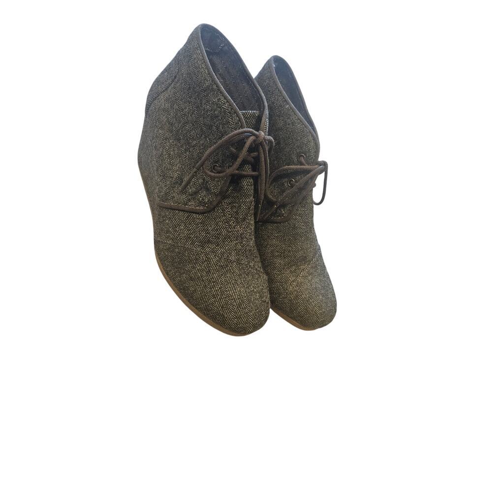 TOMS Desert Wedge Lace-Up Booties Womens Size 8.5 Gray